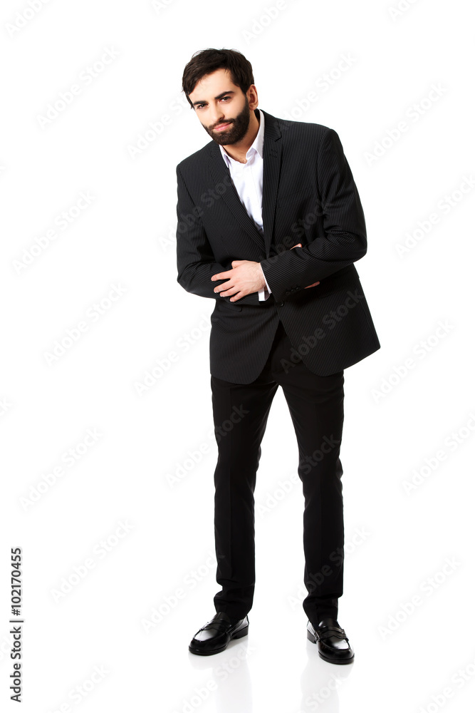 Businessman suffering from stomach pain. Businessman suffering from stomach pain.