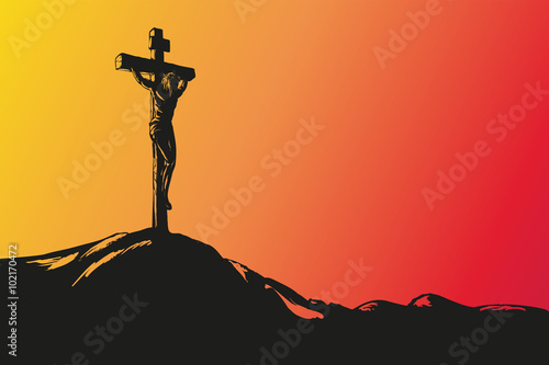 Jesus Christ Crucifiction hand drawn vector llustration sketch