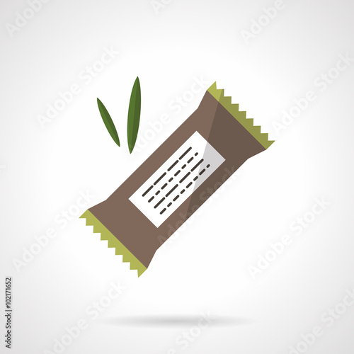 Chocolate protein bar flat vector icon