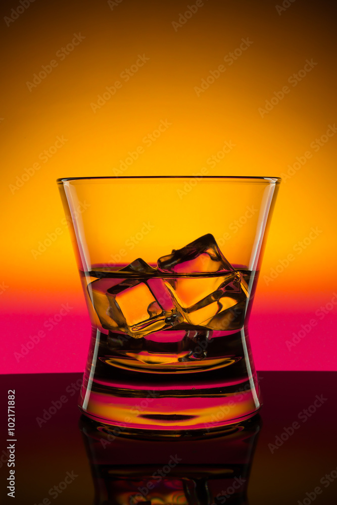hot drink shots in bar on color abstract background hot drink shots in bar on color abstract background