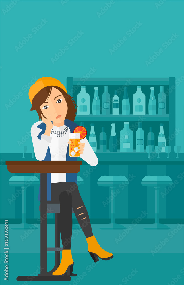Woman sitting at bar. Woman sitting at bar.