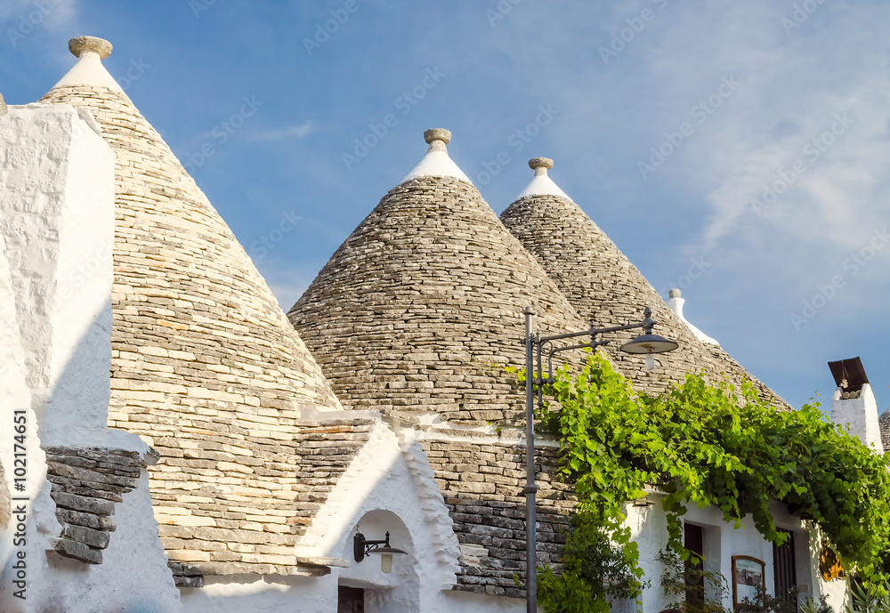 Typical trulli buildings in Alberobello, Apulia, Italy