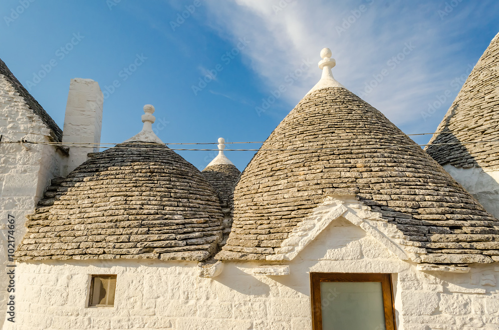 Typical trulli buildings in Alberobello, Apulia, Italy