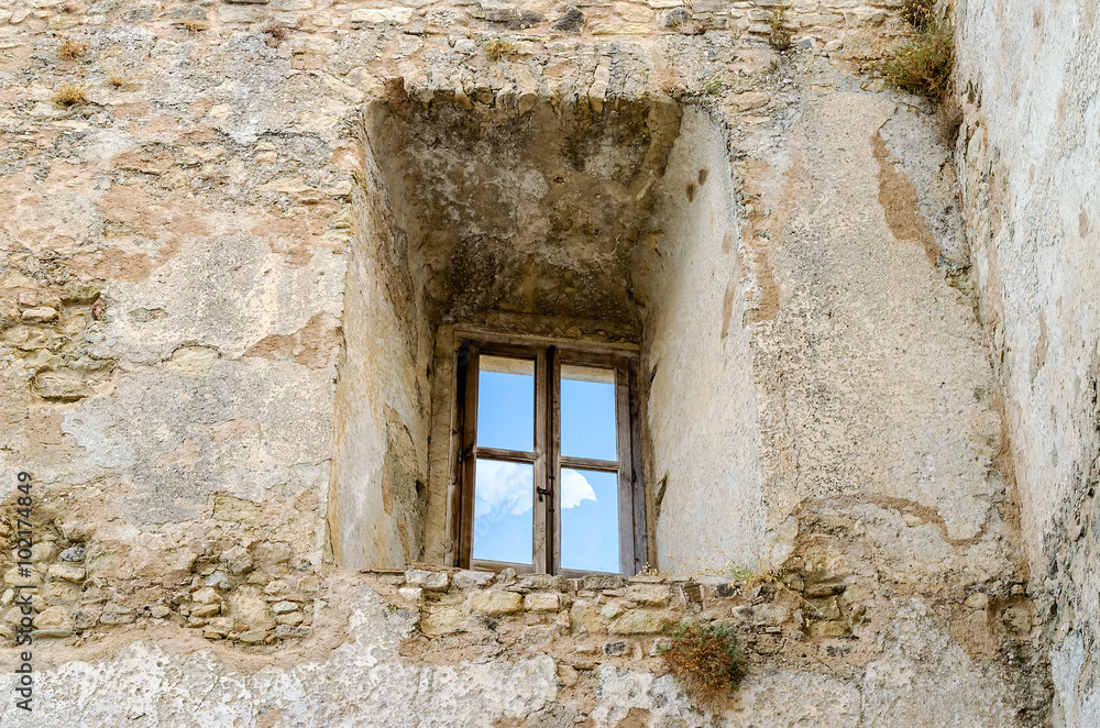 Ancient window from the ruins of an old castle