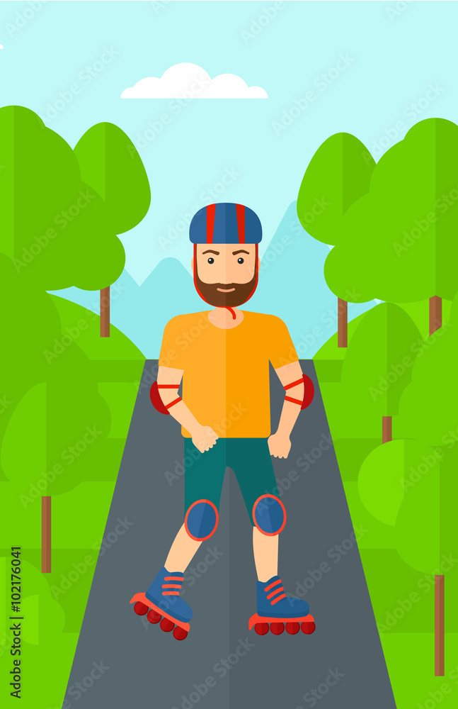 Sporty man on roller-skates. Sporty man on roller-skates.