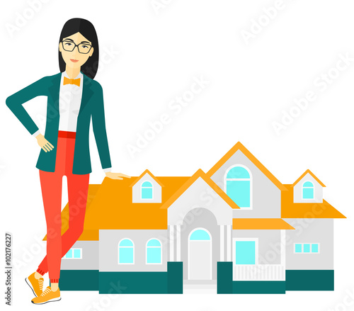 Real estate agent offering house.