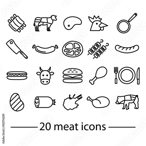 twenty line meat icons 