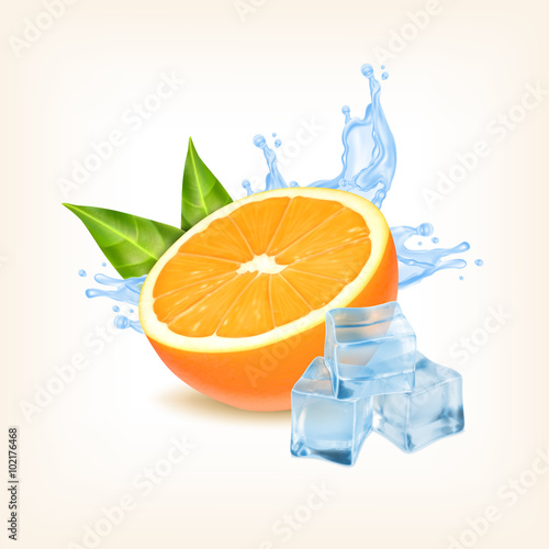 Orange fruit with ice cubes