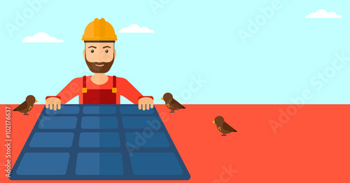 Constructor with solar panel.