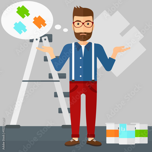 Woman choosing paint color.