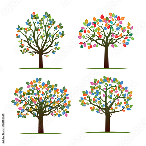 Set Color Trees. Vector Illustration.