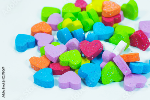 Colorful hearts foam