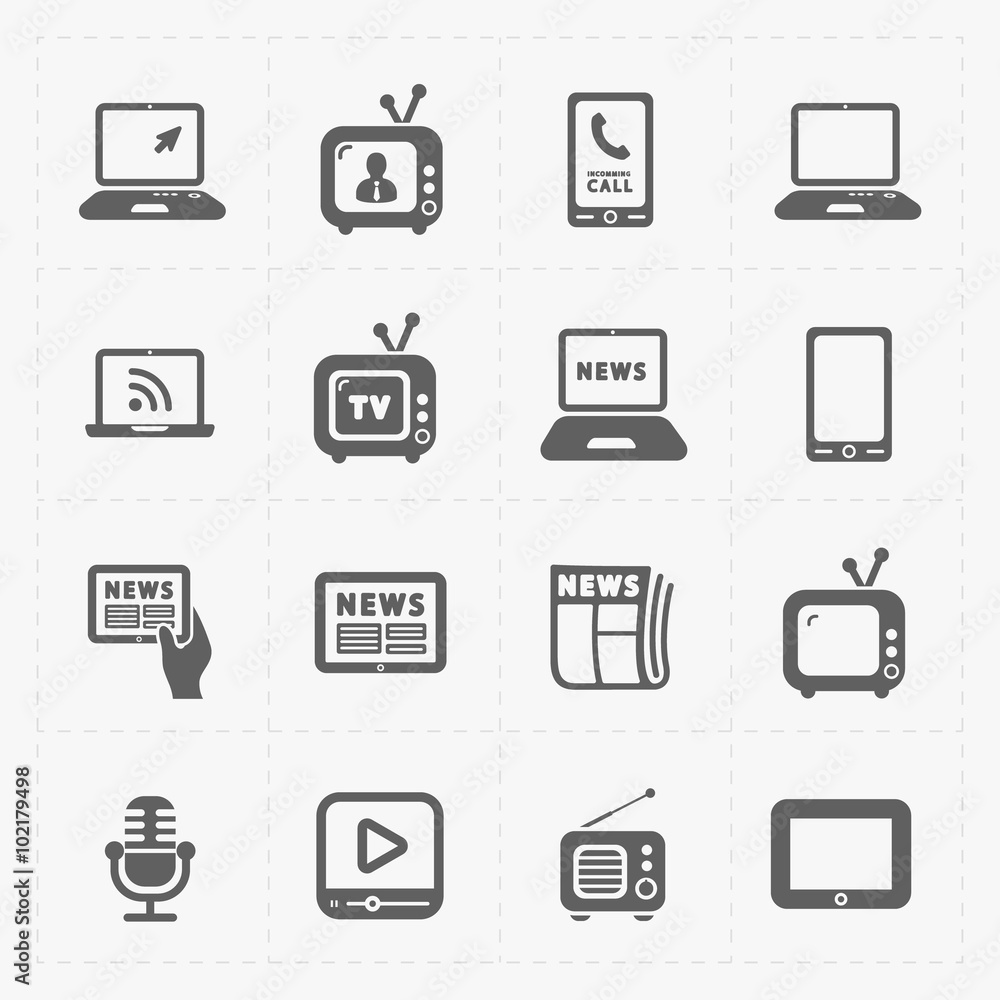 Vector Media Icons set on white background Vector Media Icons set on white background