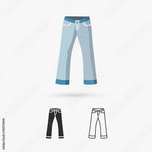 Front, back and side views of men's jeans 