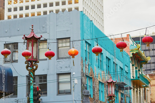 Beautiful red Chinese lanterns in Chinatown of San Francisco