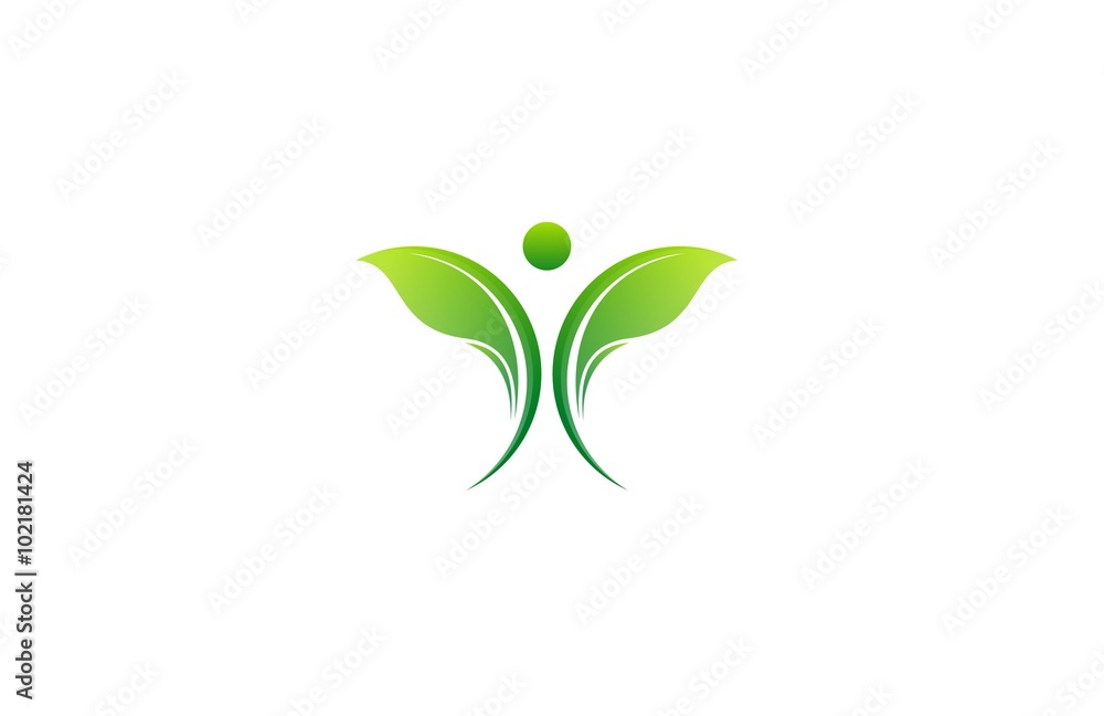 Fototapeta premium green leaf human logo