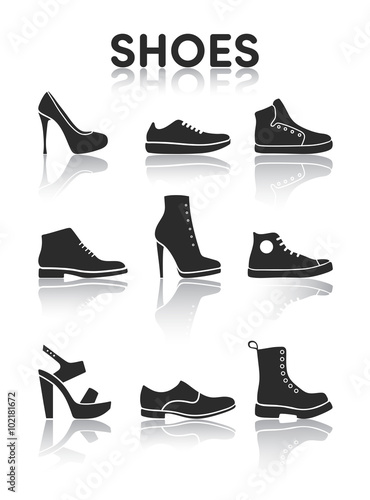 Shoes icons black and white