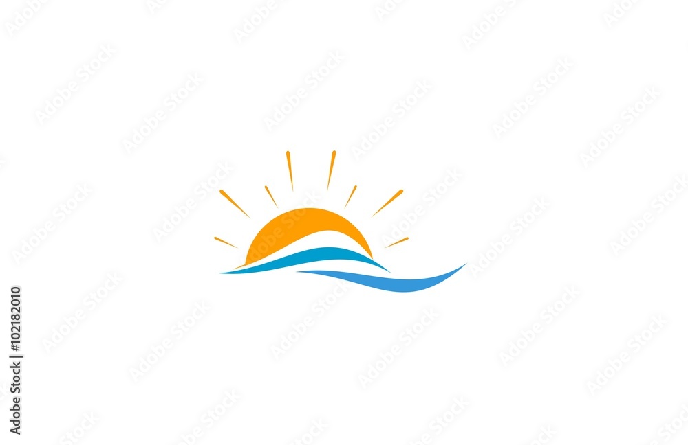 Obraz premium sunset beach logo