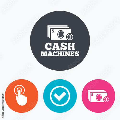 ATM cash machine withdrawal icons.
