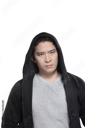 Asian man in hoodie shirt