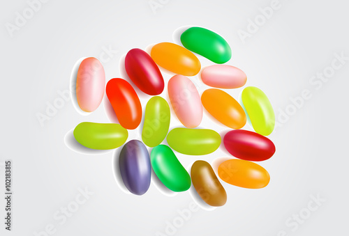 Illustration of many colorful jellybeans