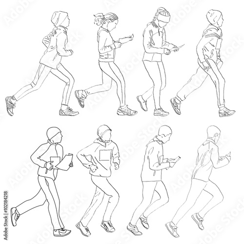Drawing fleeing people