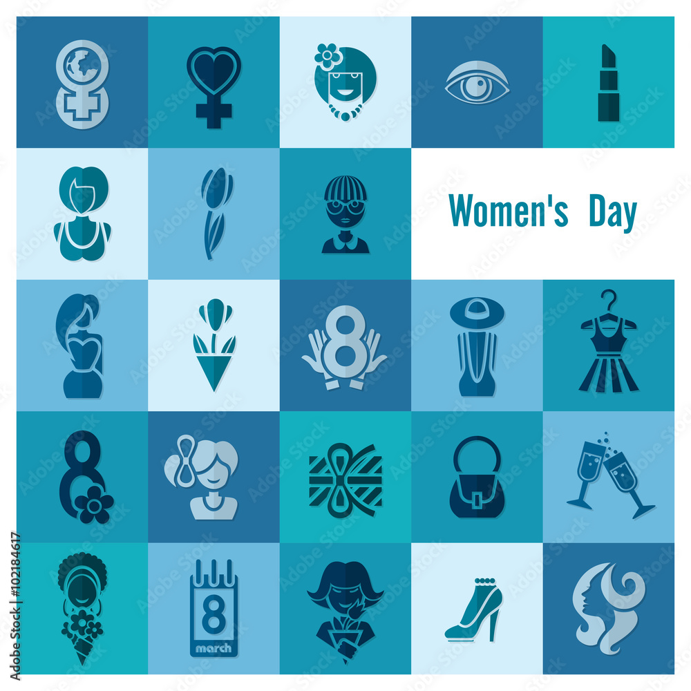 Womans Day Icon Set Womans Day Icon Set