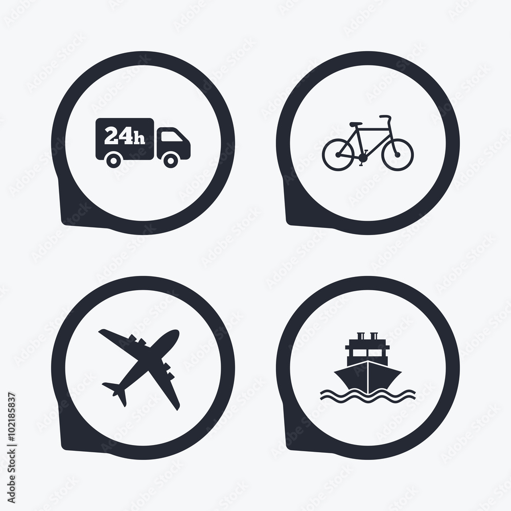 Cargo truck, shipping, bicycle. Delivery service Cargo truck, shipping, bicycle. Delivery service