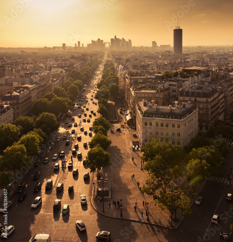  Above view of Avenue de la Grande Armee in Paris and la Defense photo
