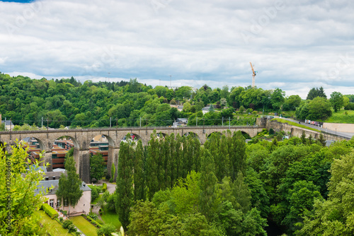 view over train bridge and surrounding area in the center of lux photo
