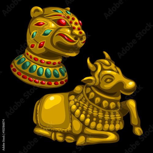 Figures of leopard and Golden calf 