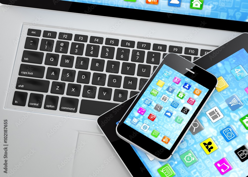 Laptop, phone and tablet pc. Laptop, phone and tablet pc.