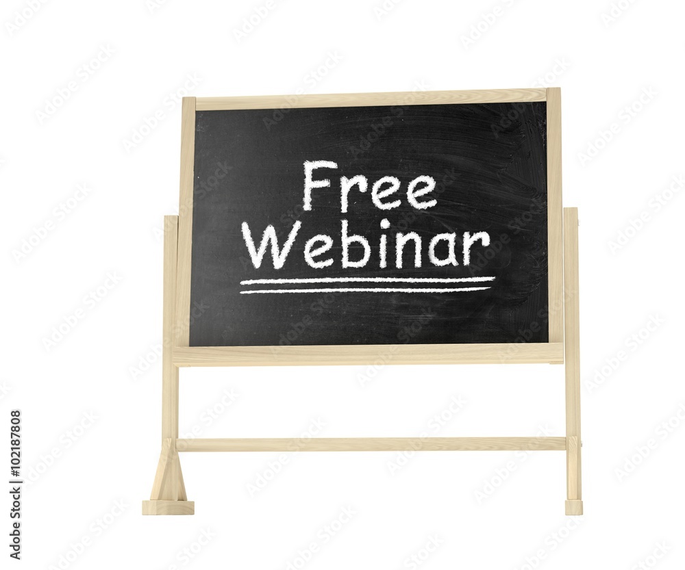 Fototapeta premium Free Webinar concept. Blackboard, chalkboard isolated on white