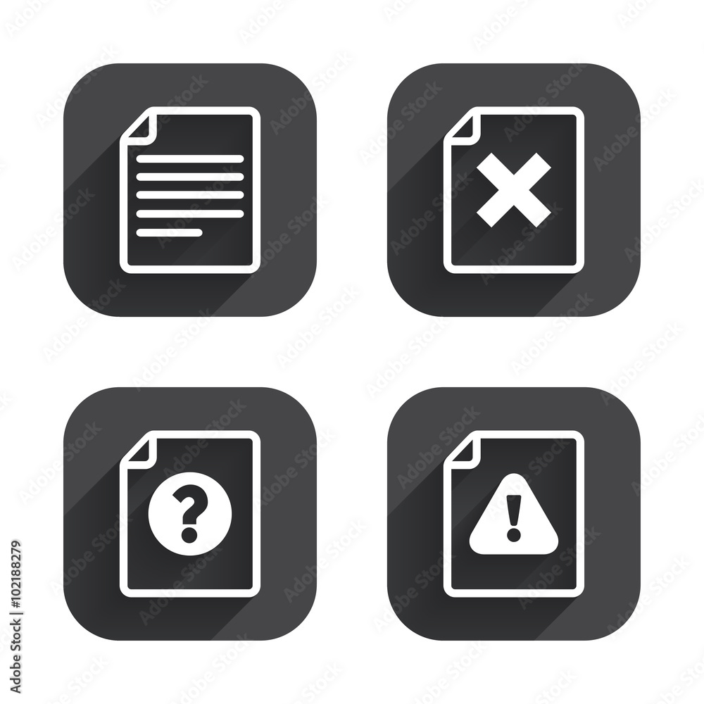 File attention icons. Exclamation signs. File attention icons. Exclamation signs.