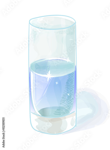 Glass of water on a white