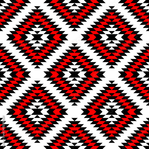 Black red and white aztec ornaments geometric ethnic seamless pattern, vector