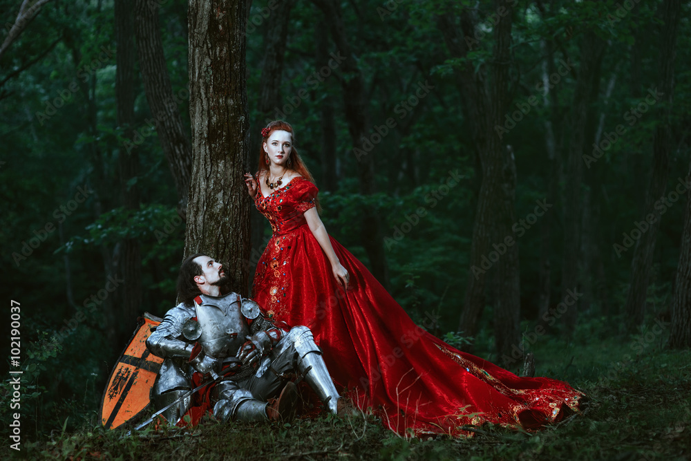 Medieval knight with lady Medieval knight with lady