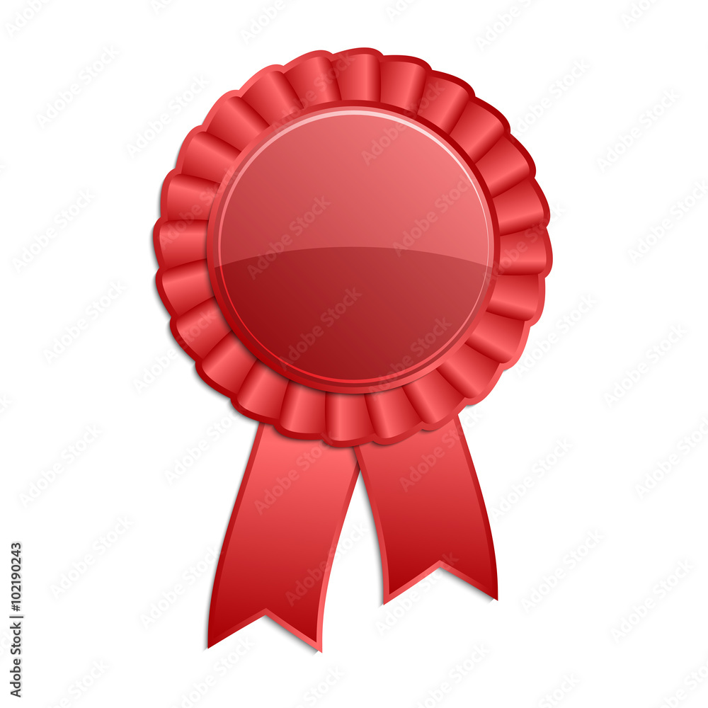 Red color blank award rosette with ribbon Red color blank award rosette with ribbon