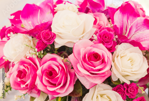 Pink and white fake flower handmade sewing flowers