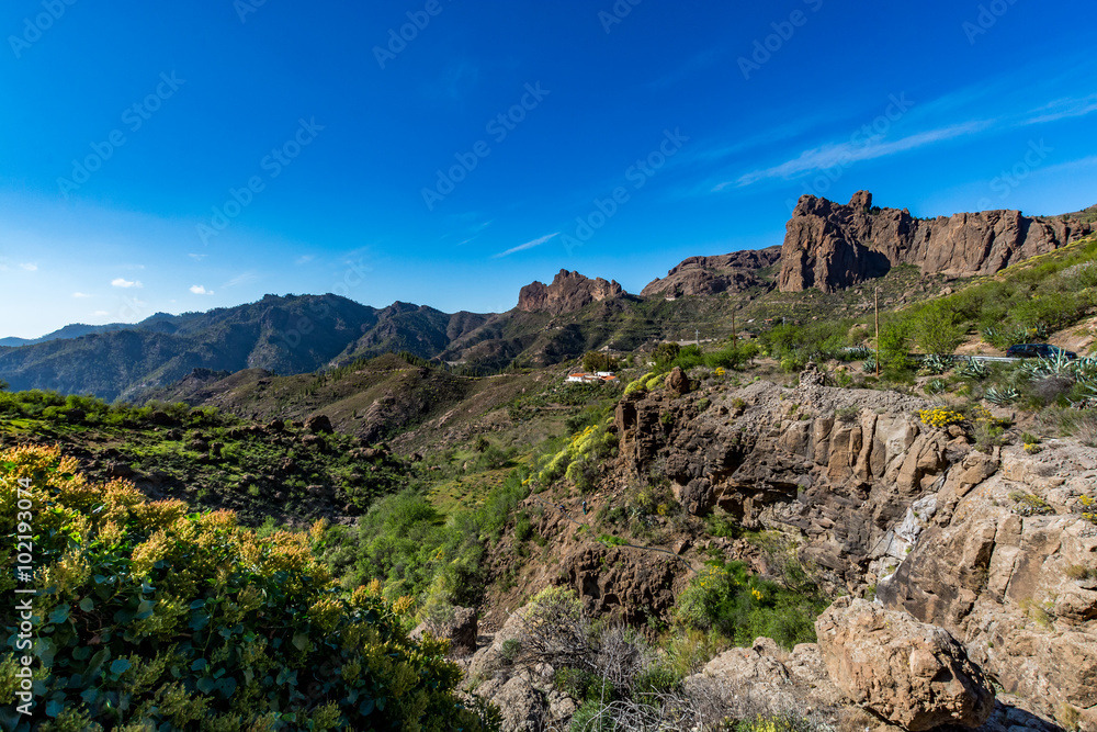 Spectacular panoramic view of Fataga valley on Gran Canaria (Grand Canary), Spain