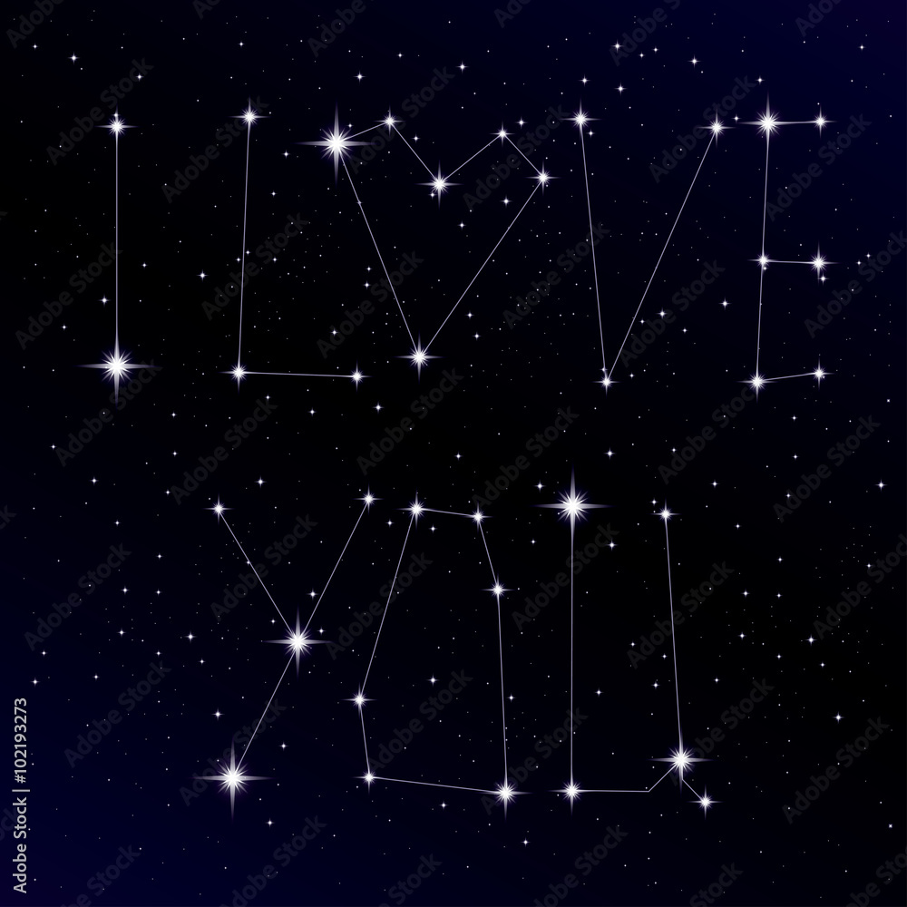 Fototapeta premium Starry love message as constellation. Vector illustration