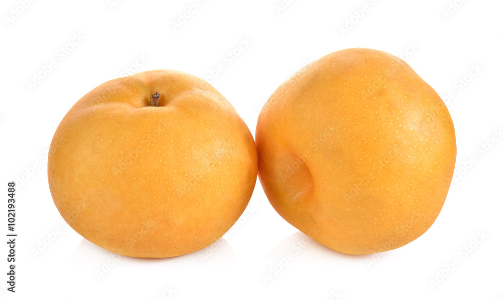 snow pear or Fengsui pear on white background snow pear or Fengsui pear on white background