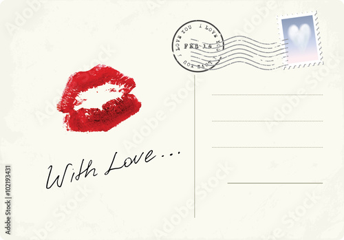 Love letter with kiss print