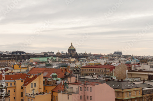 Prague, Czech Republic, Old Town in a retro style winter, cold toning. color images of Europe with space for text. © beverli