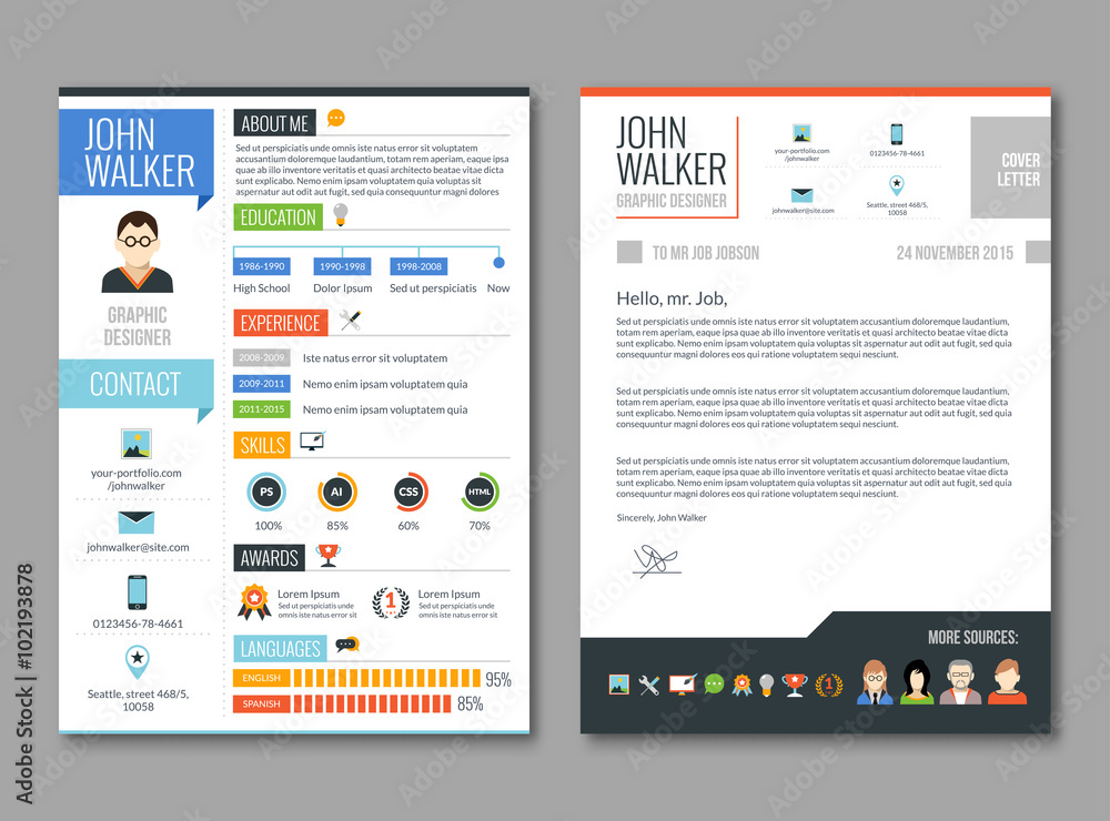 Resume cv template Stock Vector | Adobe Stock