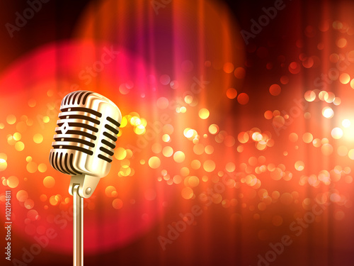 Retro Microphone Vintage Background Poster