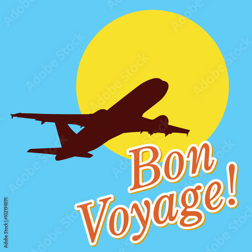 Icono plano Bon Voyage con avion #1