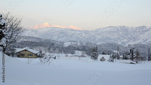 NIIGATA - FEBRUARY 28th: Snowy ski resort landscape on February 28th, 2012. Niigata is popular in Japan during the winter period with tourist from Tokyo to hit the slopes. 