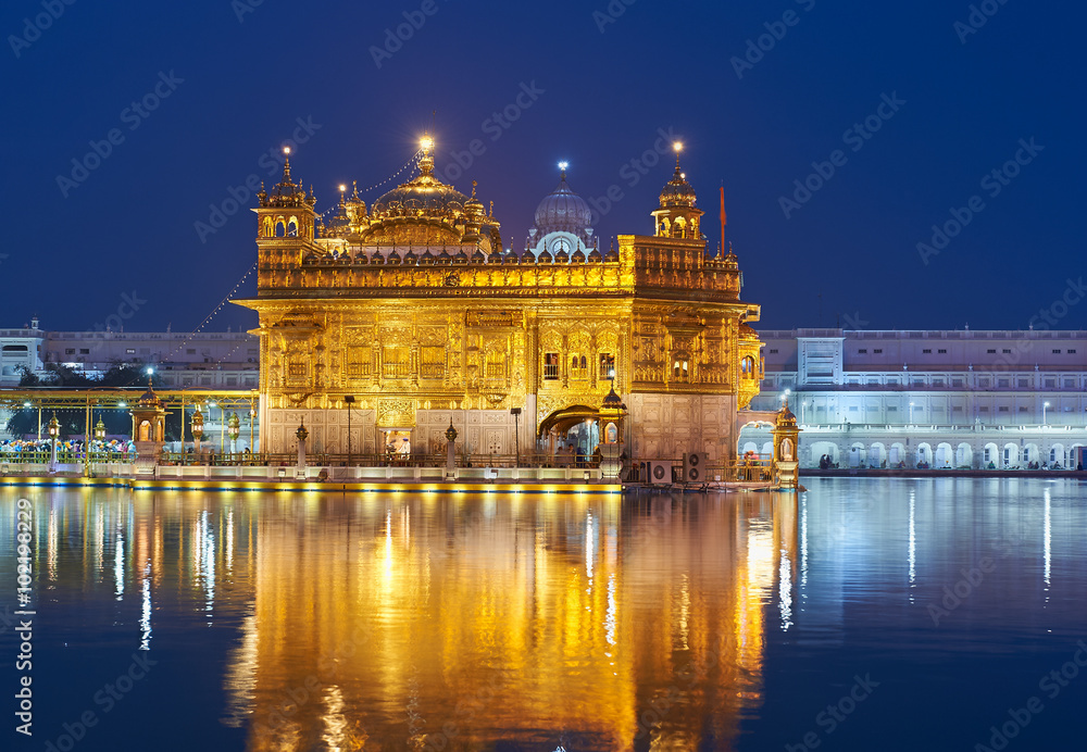 The Golden Temple, located in Amritsar, Punjab, India.