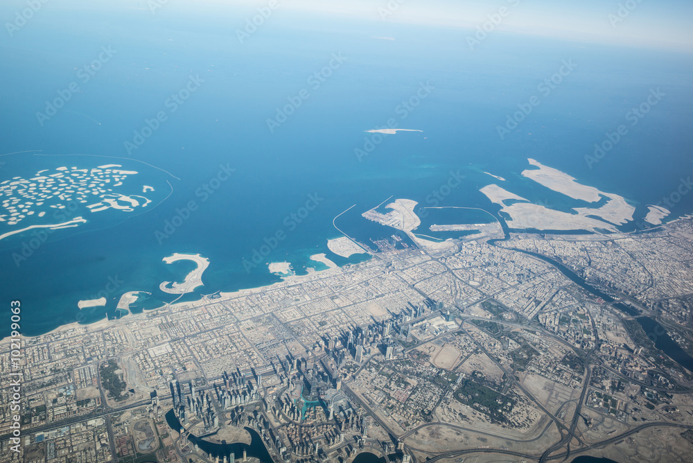 Obraz premium Küste von Dubai - Vereinigte Arabische Emirate - Luftbild, 